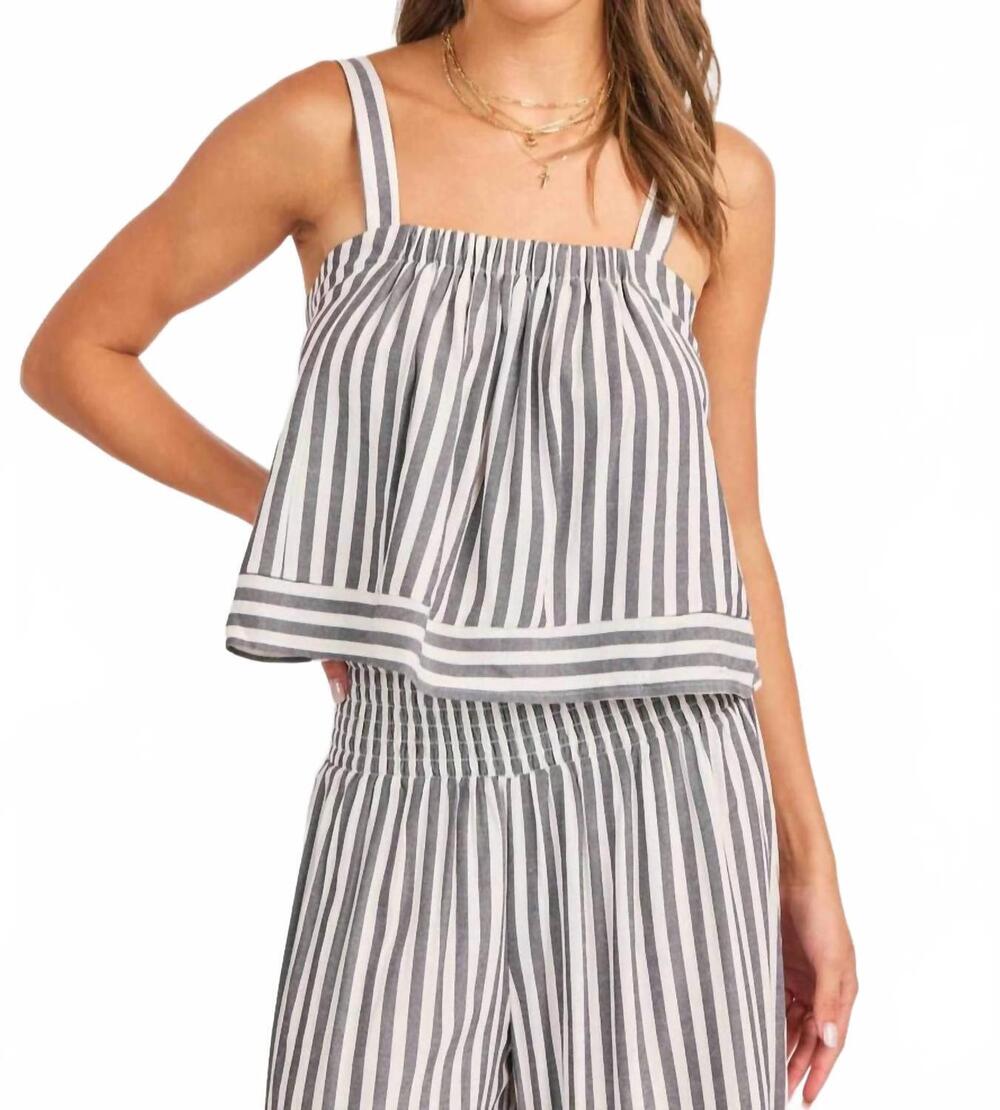 NEW SADIE & SAGE women's jenson stripe tank top in black/white
